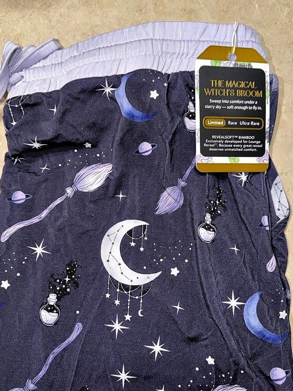 Bomb Party Lounge Reveal The Magical Witch's Broom Bamboo Pajama Pants Size Larg